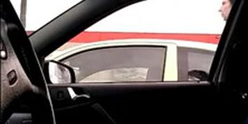 dickflash to young girl in car and cumshot