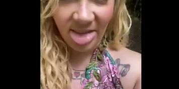 BBW showing off her thick body in the woods. 