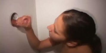 Gloryhole ho swallows cum