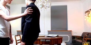 TUTOR4K&period; Lucky stud manages to fuck experienced tutor in sexy stockings