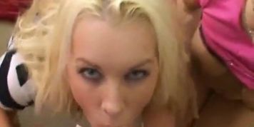 Busty Blonde Babes Sucking Cock
