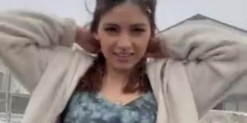 Cutie flashing her boobs and pierced nipples in ...
