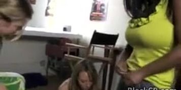 Busty ebony girl Aileen Ghettman gets gang banged