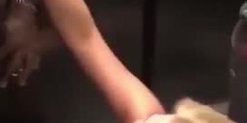 white mature woman sucks BBC in public