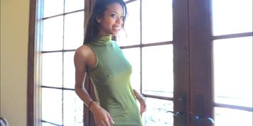 Nia Nacci trying clothes on