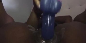 Lil baby creamy pussu fucking a big black dildo  (Little Coco)