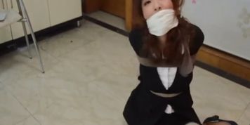 Asian otm gagged with stockings