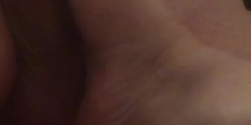 Step milf gives stepson a foot wank and handjob 