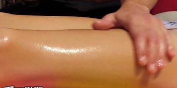 Outofthefamily Rubbing Step-Sis With Tanning Oil Makes Dick Hard