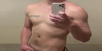 Jacking off in public pool bathroom waiting for someone to walk in. 