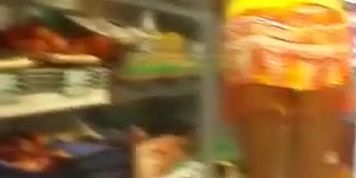 Upskirt in supermarket NO PANTIES