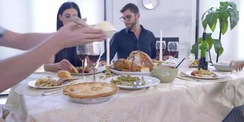 Mom fucks son eats teen creampie for thanksgiving treat asian big boobs gangbang joi