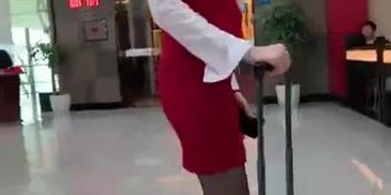 Walking in pantyhose tight dress airline uniform girl ????????????????????