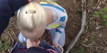 Dirty Blowjob and Facial in Woods