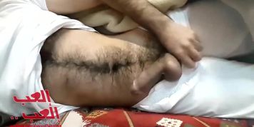 Arabic guy shows his hairy chest and dick on cam