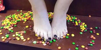 barefoot skittles stomping