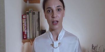 White lily silk blouse on a beautiful sweet lday