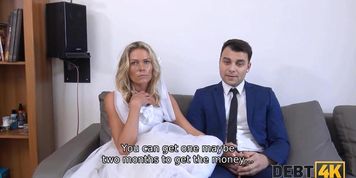 DEBT4k&period; Blond bride dragged into sex with loan shark near her groom