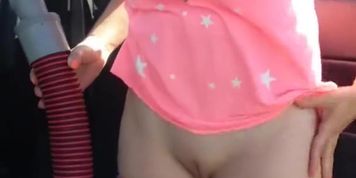 My sexy ass baby momma shows pussy in public at a car wash