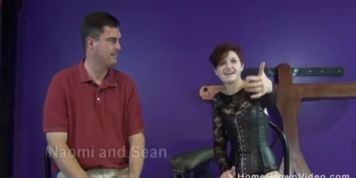 Older guy gets bent over and pegged with a big dildo