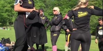Athletic girls warming up