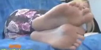 Girl Feet, in Sandals and Black Leggings