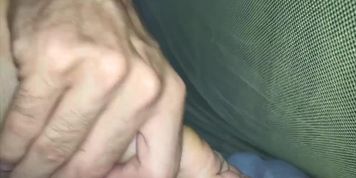 Masaje + suck toes + cum on feet of dominican Goddess sleeping