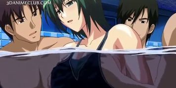 Three horny studs fucking a cute anime girl under water (Kim Triple X)