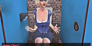 BBC gloryhole handjob scene from Teachuh Tiddies game