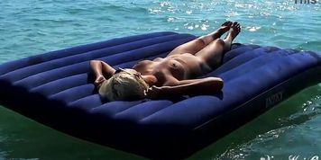 Beautiful girl, big boobs, nude beach, nude in public, nudist, outdoor, blonde, hot bitch, naked girl, naked in public, slow mot