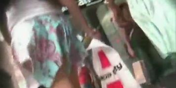 Hot girl moves her sexy ass in candid upskirt street video