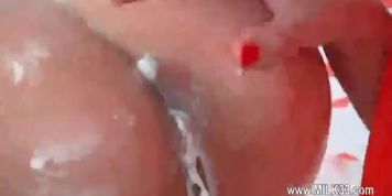 Very kinky and weird lesbian ass gag using whipped cream