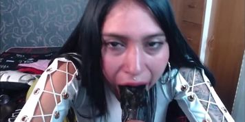 Kinky Latina Destroys BBC - POV Dildo Blowjob Throatfuck