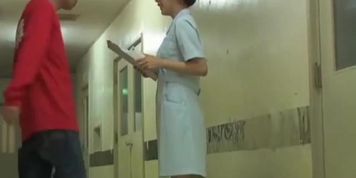 Cheated Japanese nurse under panty sharking