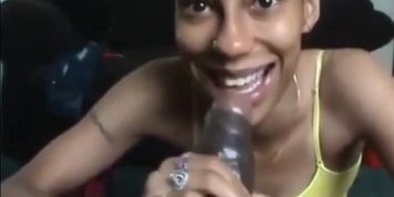 Nasty bitch Sloppy deepthroat bbc blowjob
