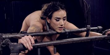 Bent over metal device babe ass caned (Nadia Styles)