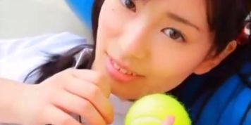 Cute Japanese girl plays with her ass