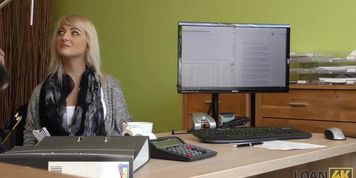 LOAN4K. Blonde angel Katy Rose gladly passes the dirty casting of her credit manager