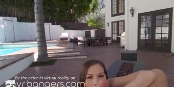 VR BANGERS Naughty Teen Pool Girl Seducing Boss At Work VR Porn