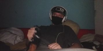 Masturbating to my First Video with my cum sock 