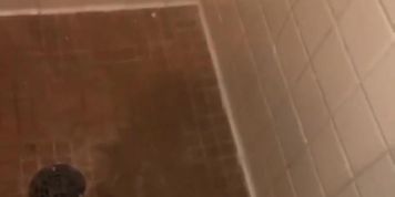 Big white dick cumming in camp shower
