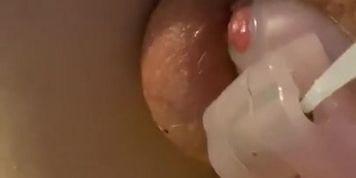 Sissy Sophie permanently locks chastity with superglue. (Alison Webb)