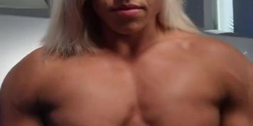 She speaks with her naked muscles