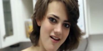 young girl gives handjob in kitchen - video 1