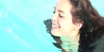 Brunette Wetlook & Underwater Breath Hold in Stage Clothes