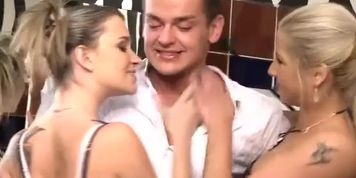 2 bossy bitched roughly screw a barman in the public toilet