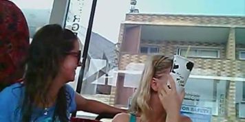 Three women bus dickflash