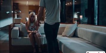 Shemale blonde gets her ass banged by her shy stepson