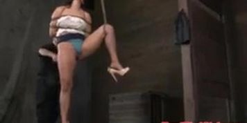 Pussy spreaded skank getting whipped