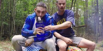 Skyy Knox and Tony DAngelo jerk off side by side in their tent